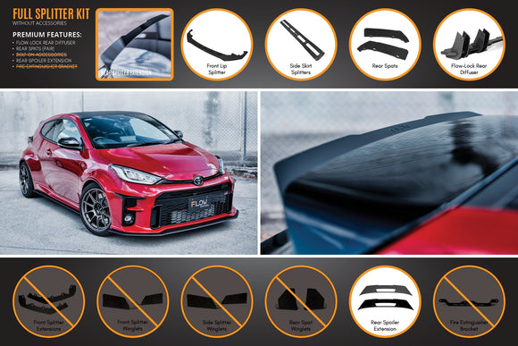 FLOW Designs  Yaris GR Full Lip Splitter Kit With Rear Diffuser - MODE Auto Concepts