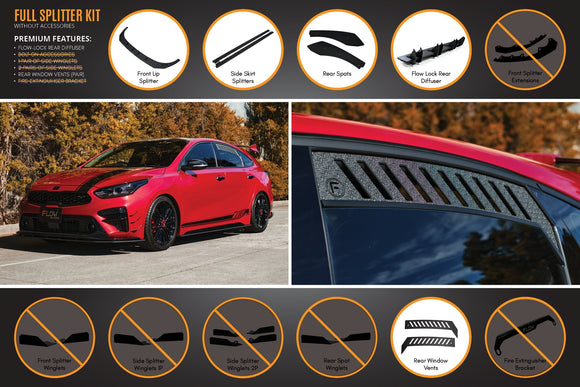 FLOW Designs  Cerato GT Hatch PFL Full Lip Splitter Set - MODE Auto Concepts