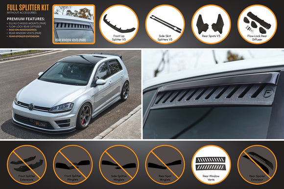 FLOW Designs  MK7 Golf R (EU/AU) Full Lip Splitter Set - MODE Auto Concepts