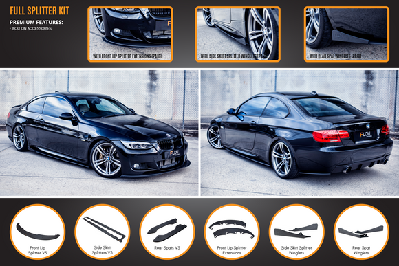 FLOW Designs  E92 M Pre LCI Sport Full Lip Splitter Set - MODE Auto Concepts