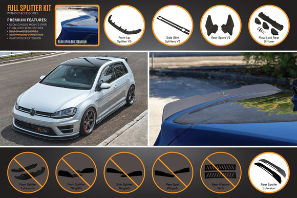 FLOW Designs  MK7 Golf R (USDM) Full Lip Splitter Set - MODE Auto Concepts
