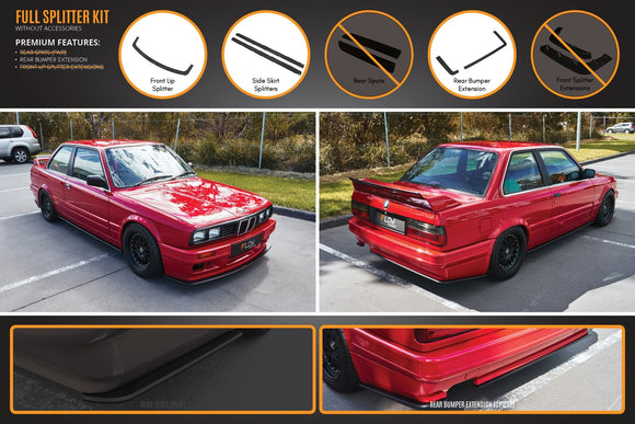 FLOW Designs  E30 M-Tech 2 Full Lip Splitter Set - MODE Auto Concepts