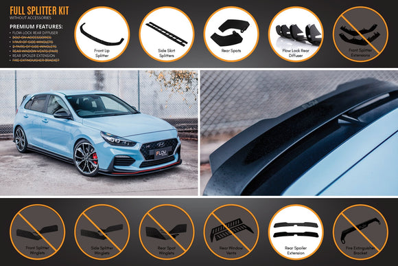 FLOW Designs  i30N Hatch PD (2018-2020) Full Lip Splitter Set - MODE Auto Concepts