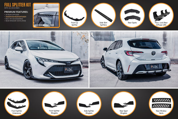 FLOW Designs  Corolla MZEA12R/ZWE211R 2018-2022 Full Lip Splitter Set - MODE Auto Concepts