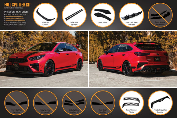 FLOW Designs  Cerato GT Hatch PFL Full Lip Splitter Set - MODE Auto Concepts