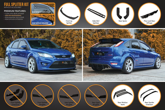 FLOW Designs  XR5 Focus Turbo V3 Full Lip Splitter Set - MODE Auto Concepts