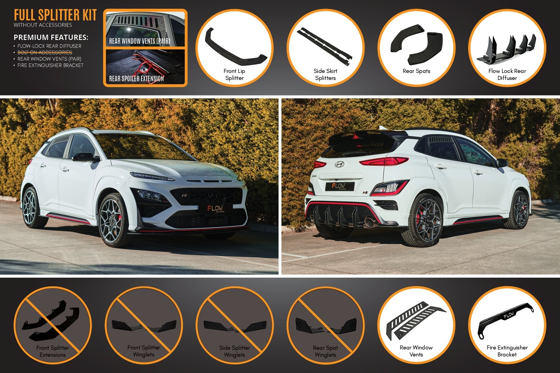 FLOW Designs  Kona N Full Lip Splitter Set - MODE Auto Concepts