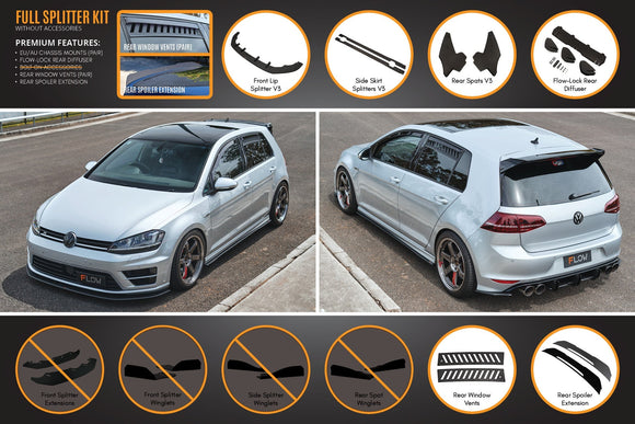 FLOW Designs  MK7 Golf R (EU/AU) Full Lip Splitter Set - MODE Auto Concepts