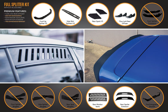 FLOW Designs  MK6 Golf R Full Lip Splitter Set WITHOUT Accessories - MODE Auto Concepts