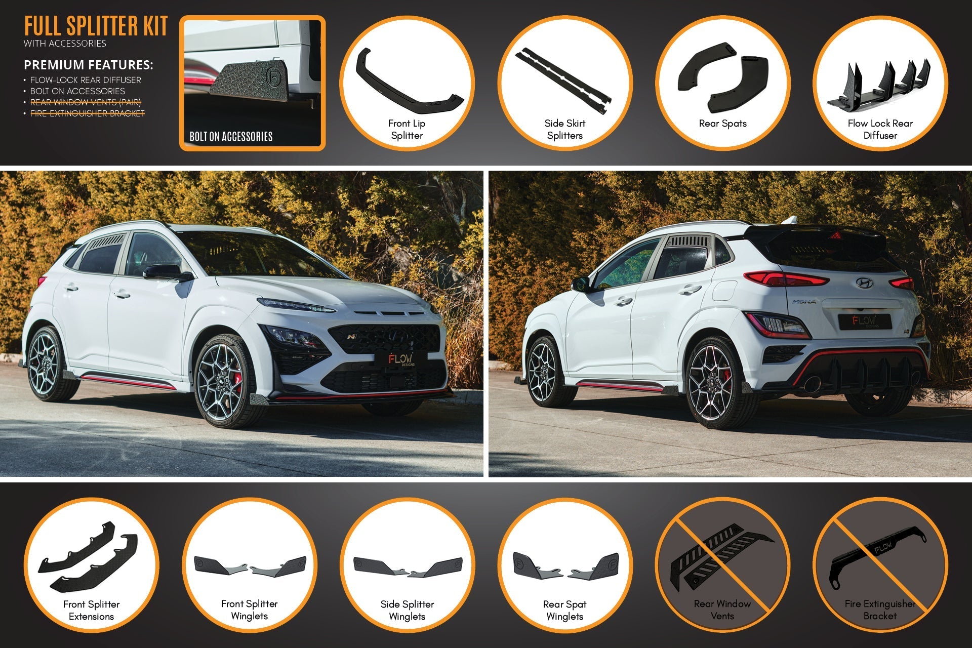 FLOW Designs  Kona N Full Lip Splitter Set - MODE Auto Concepts