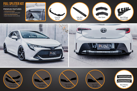 FLOW Designs  Corolla MZEA12R/ZWE211R 2018-2022 Full Lip Splitter Set - MODE Auto Concepts