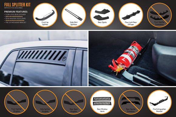 FLOW Designs  MK8 Golf GTI Full Lip Splitter Set - MODE Auto Concepts