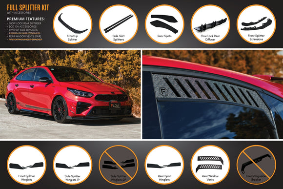 FLOW Designs  Cerato GT Hatch PFL Full Lip Splitter Set - MODE Auto Concepts