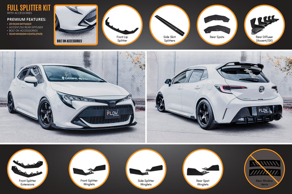 FLOW Designs  Corolla MZEA12R/ZWE211R 2018-2022 Full Lip Splitter Set - MODE Auto Concepts