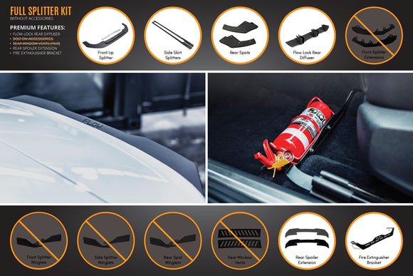 FLOW Designs  MK8 Golf GTI Full Lip Splitter Set - MODE Auto Concepts