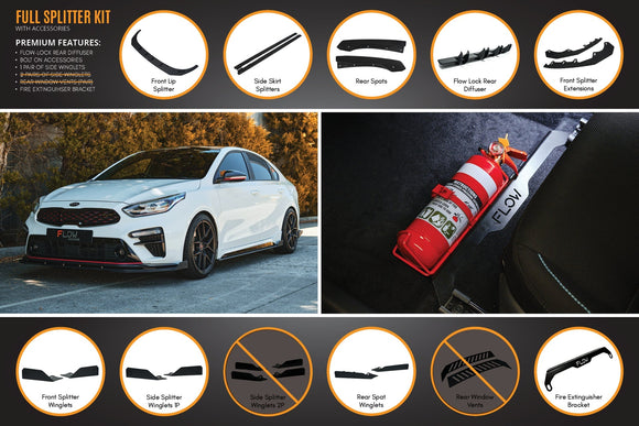 FLOW Designs  Cerato GT Sedan PFL Full Lip Splitter Set - MODE Auto Concepts