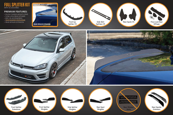 FLOW Designs  MK7 Golf R (EU/AU) Full Lip Splitter Set - MODE Auto Concepts