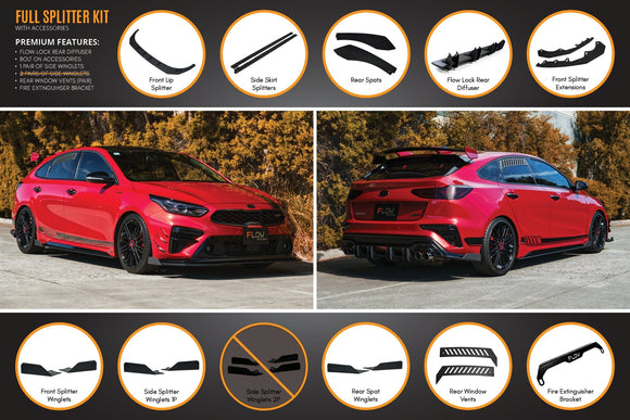 FLOW Designs  Cerato GT Hatch PFL Full Lip Splitter Set - MODE Auto Concepts