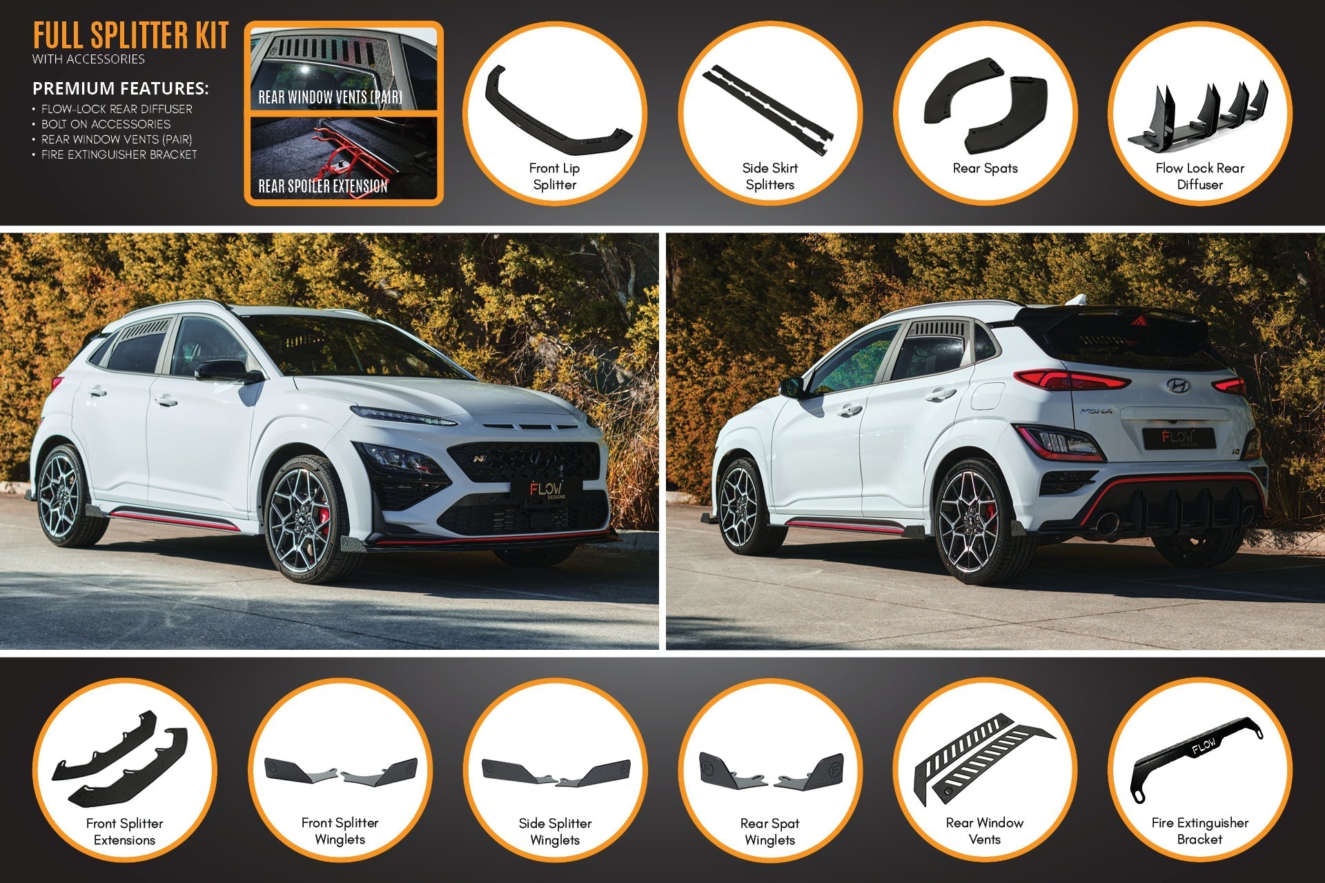 FLOW Designs  Kona N Full Lip Splitter Set - MODE Auto Concepts