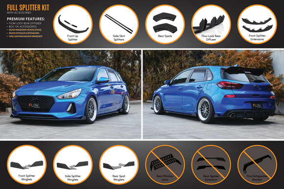 FLOW Designs  i30 SR Hatch (2017-2018) Full Lip Splitter Set - MODE Auto Concepts