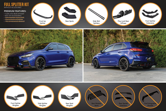 FLOW Designs  i30 N Line Hatch PD (2018-Current) Full Splitter Lip Set - MODE Auto Concepts