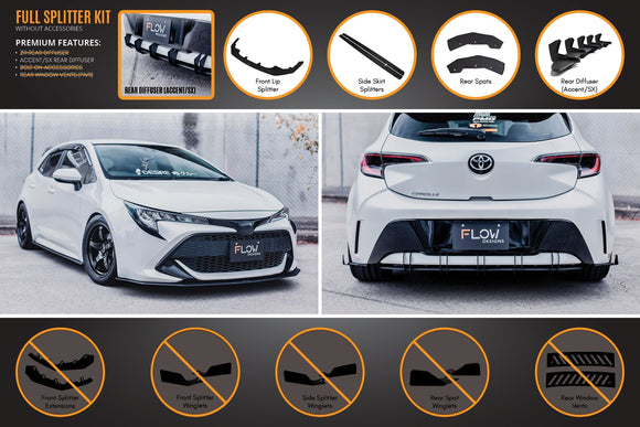 FLOW Designs  Corolla MZEA12R/ZWE211R 2018-2022 Full Lip Splitter Set - MODE Auto Concepts
