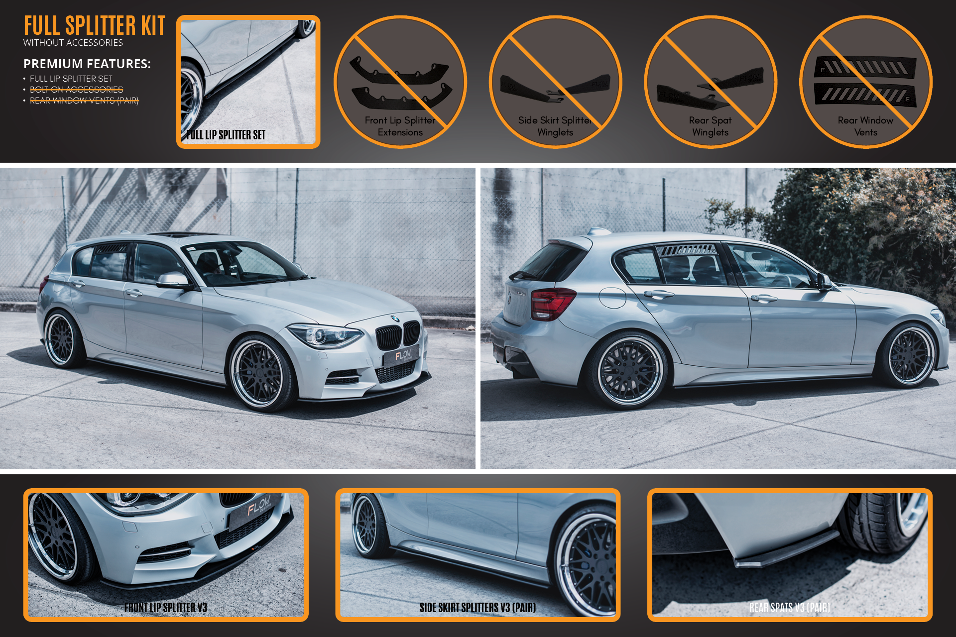 FLOW Designs  F20 Pre LCI M135 Full Lip Splitter Set - MODE Auto Concepts