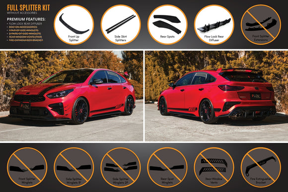 FLOW Designs  Cerato GT Hatch PFL Full Lip Splitter Set - MODE Auto Concepts