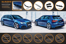 FLOW Designs  RS3 8V Sportback (Pre-Facelift) Full Lip Splitter Set - MODE Auto Concepts