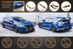 FLOW Designs  FK8 Civic Type R Full Lip Splitter Set - MODE Auto Concepts
