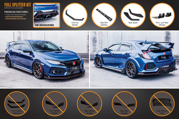 FLOW Designs  FK8 Civic Type R Full Lip Splitter Set - MODE Auto Concepts
