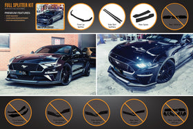 FLOW Designs  GT Mustang S550 FN Full Lip Splitter Set - MODE Auto Concepts