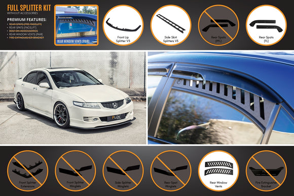 FLOW Designs  Honda Accord Euro PRE-FACELIFT CL7/CL9 Full Lip Splitter Set - MODE Auto Concepts