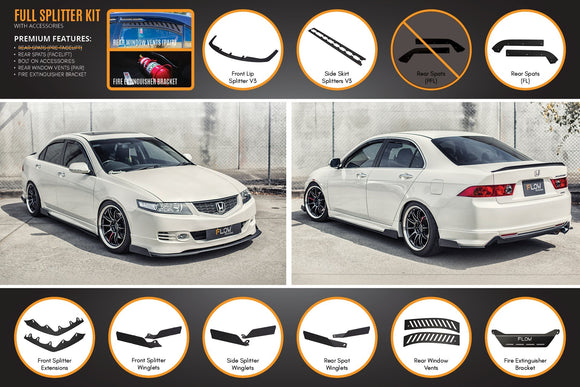 FLOW Designs  Honda Accord Euro FACELIFT CL7/CL9 Full Lip Splitter Set - MODE Auto Concepts