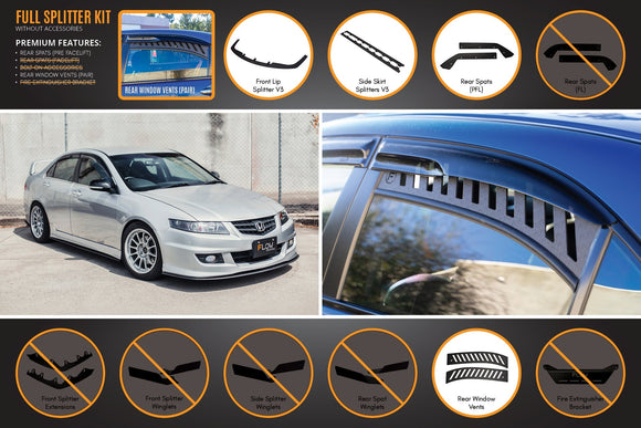 FLOW Designs  Honda Accord Euro PRE-FACELIFT CL7/CL9 Full Lip Splitter Set - MODE Auto Concepts
