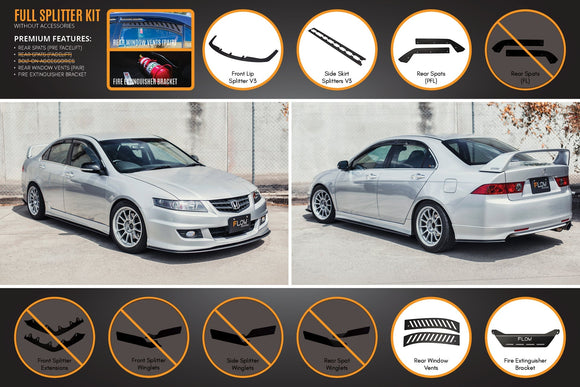 FLOW Designs  Honda Accord Euro PRE-FACELIFT CL7/CL9 Full Lip Splitter Set - MODE Auto Concepts