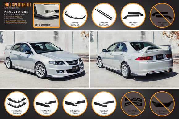 FLOW Designs  Honda Accord Euro PRE-FACELIFT CL7/CL9 Full Lip Splitter Set - MODE Auto Concepts