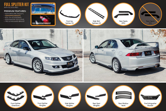 FLOW Designs  Honda Accord Euro PRE-FACELIFT CL7/CL9 Full Lip Splitter Set - MODE Auto Concepts