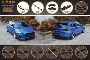 FLOW Designs  i30 SR Hatch (2017-2018) Full Lip Splitter Set - MODE Auto Concepts