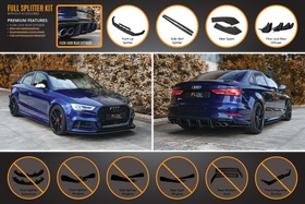 FLOW Designs  S3 8V Sedan Facelift Full Lip Splitter Set - MODE Auto Concepts