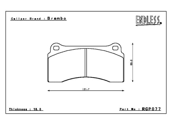 Endless Brake Pad Set RCP077 MX72 16mm
