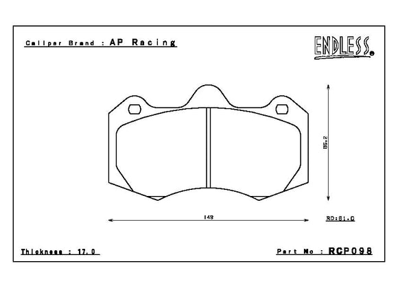 Endless Brake Pad Set RCP098 ME20