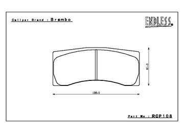 Endless Brake Pad Set RCP108 ME20 17.5mm - 0