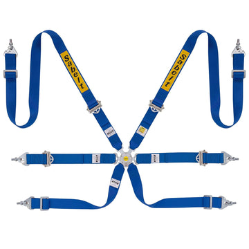 Sabelt 6-Point Alloy Harness – 2" Shoulder / Lap Belts (Pull-Up) (Blue)