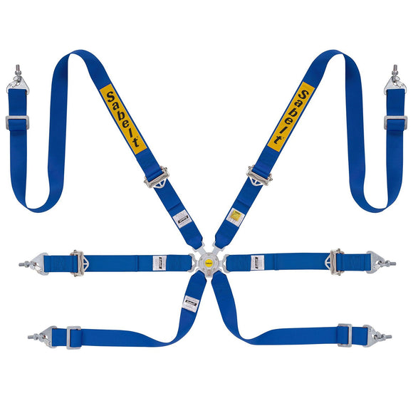 Sabelt 6-Point Steel Harness – 2" Shoulder / Lap Belts (Pull-Up) (Blue)