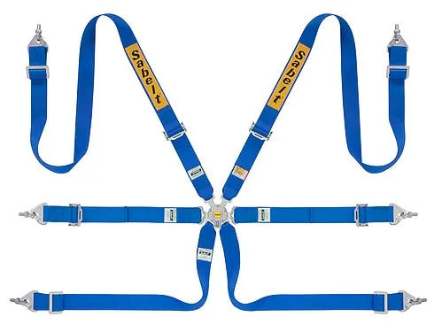 Sabelt 6-Point Steel Harness – 2" Shoulder / Lap Belts (Pull-Up) (Blue)