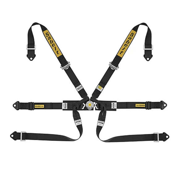 Sabelt 6-Point Alloy FORMULA Harness – 2" Shoulder / Lap Belts (Pull-Up)(Black)