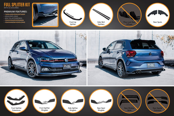 FLOW Designs  AW Polo GTI Full Splitter Set - MODE Auto Concepts