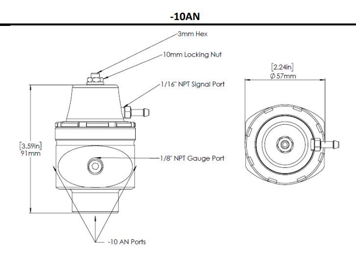 Turbosmart FPR10 Low Pressure Fuel Pressure Regulator AN-10 Black - MODE Auto Concepts