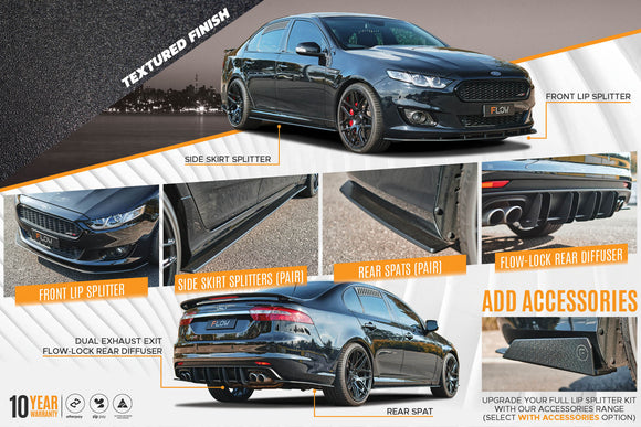 FLOW Designs  Falcon FGX Full Lip Splitter Set (TEXTURED BLACK) - MODE Auto Concepts